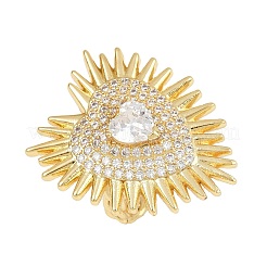 Brass Micro Pave Clear Cubic Zirconia Cuff Rings&nbsp;RJEW-P155-04C-G