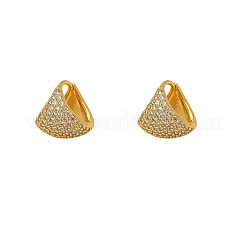 Brass Micro Pave Clear Cubic Zirconia Triangle Hoop Earrings&nbsp;FS-WGA22EE-01
