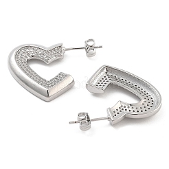 Brass Pave Cubic Zirconia Stud Earrings&nbsp;EJEW-U005-11P