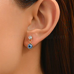 Stainless Steel Evil Eye Dangle Stud Earrings&nbsp;ZF6859