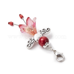 6Pcs 6 Colors Fairy Alloy Beaded & Glass & Acrylic Beaded Pendant Decoration&nbsp;HJEW-JM03064