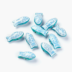 Handmade Printed Porcelain Beads&nbsp;PORC-E015-17A