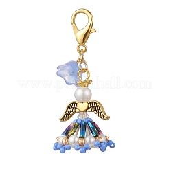 Handmade Glass Seed Beaded Angel Pendant Decorations&nbsp;HJEW-MZ00381-04
