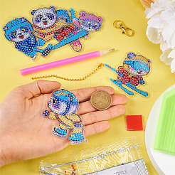 2 Sets 2 Style DIY Diamond Painting Sporting Panda Keychain Kits&nbsp;DIY-TA0003-80