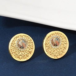 304 Stainless Steel Rhinestone Stud Earrings&nbsp;EJEW-Z089-22G