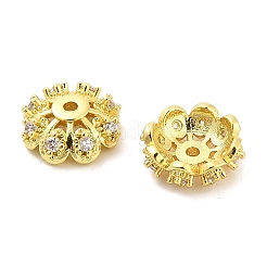 Flower Brass Micro Pave Clear Cubic Zirconia Bead Caps&nbsp;KK-H527-36G