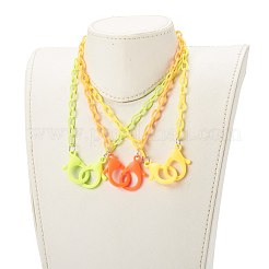 3Pcs 3 Colors Personalized ABS Plastic Cable Chain Necklaces&nbsp;NJEW-JN03484-05