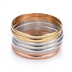 Fashion 201 Stainless Steel Bangle Sets&nbsp;BJEW-L664-024C-M-1