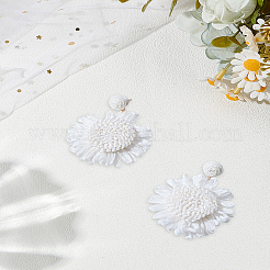 1 Pair 925 Sterling Silver Flower Dangle Stud Earrings&nbsp;EJEW-LP0007-097