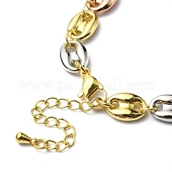 Rack Plating Brass Coffee Bean Chain Bracelet for Women&nbsp;RJEW-D078-08