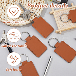 16Pcs Rectangle PU Leather Keychains&nbsp;KEYC-DC0001-45B
