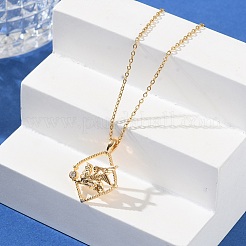 Brass Clear Cubic Zirconia Pendant Necklaces for Women&nbsp;LS-NJEW-B121-01G-03