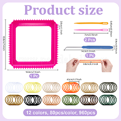 960Pcs 12 Colors Polyester Hair Accessories&nbsp;KNIT-TW0001-01A
