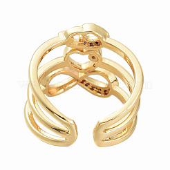 Adjustable Brass Micro Pave Clear Cubic Zirconia Cuff Rings&nbsp;RJEW-M135-02G