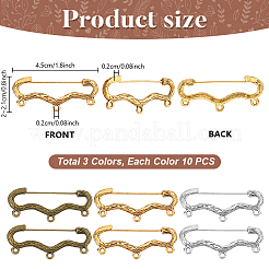 30Pcs 3 Styles Alloy Brooch Findings&nbsp;FIND-PH0027-39