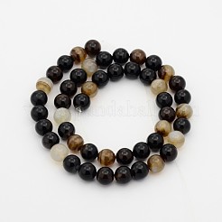 Dyed & Heated Black Agate Round Bead Strands&nbsp;G-P070-22-8mm