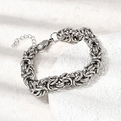 304 Stainless Steel Byzantine Chains Bracelets for Women&nbsp;BJEW-P399-01B-P