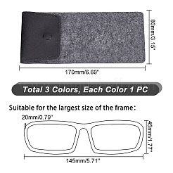 3Pcs 3 Colors PU Imitation Leather & Felt Slip-in Glasses Cases&nbsp;AJEW-PH0004-72
