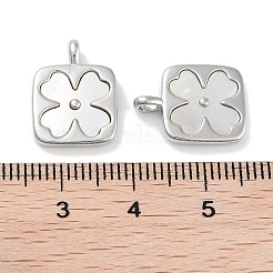 Brass Pave Natural Shell Square Pendants&nbsp;KK-C051-22P