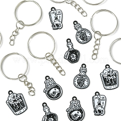 DIY Halloween Theme Alloy Enamel Skull Pendant Keychain Making Kits&nbsp;DIY-FS0007-14