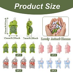 24Pcs 4 Styles Opaque Resin Pendants&nbsp;RESI-TA0002-07