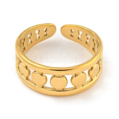 Ion Plating(IP) 304 Stainless Steel Round Wide Open Cuff Ring for Women&nbsp;RJEW-A043-25G