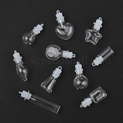 20Pcs 10 Styles Clear Glass Wishing Bottle Pendants&nbsp;GLAA-FS0002-19
