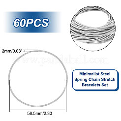 60Pcs Minimalist Steel Spring Chain Stretch Bracelets Set&nbsp;TWIR-UN0001-12P
