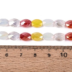 Electroplate Imitation Jade & Opaque & Transparent Glass Beads Strands&nbsp;EGLA-Q135-6x8MM-01B