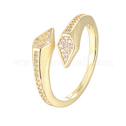 Brass Micro Pave Cubic Zirconia Cuff Open Rings&nbsp;WG5FA2E-01