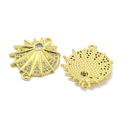 Rack Plating Brass Pave Clear Cubic Zirconia Star Connector Links&nbsp;KK-B091-38G