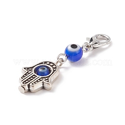 Handmade Evil Eye Lampwork Round Pendant Decorations&nbsp;HJEW-JM00745