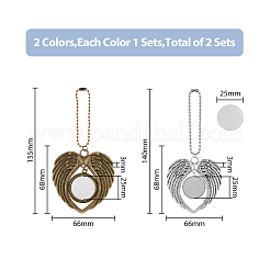 4Pcs 2 Style Tibetan Style Alloy Heat Transfer Sublimation Hanging Blank Pendant Decorations&nbsp;HJEW-FH0006-54
