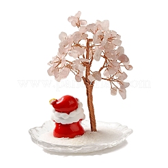 Christmas Natural Rose Quartz Chips Tree Decorations&nbsp;DJEW-K028-02B