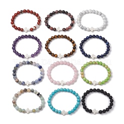12Pcs 12 Styles Natural & Synthetic Gemstone Round Beaded Stretch Bracelets for Women Men&nbsp;BJEW-JB11367