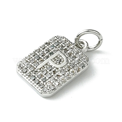 Rack Plating Brass Micro Pave Clear Cubic Zirconia Charms&nbsp;KK-G501-01P-P