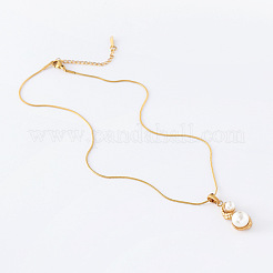 3Pcs French Stainless Steel Pave Imitation Pearl 8 Shaped Pendant Necklaces for Women&nbsp;QY1444