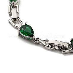 Teardrop Glass Link Chain Bracelets&nbsp;BJEW-H604-01P-01