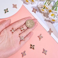 Copper plated gold+zircon square four petal flower connector DIY accessories&nbsp;JX598A