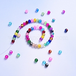 Spray Painted Crackle Glass Beads&nbsp;CCG-YW0001-02-8mm