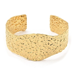 304 Stainless Steel Textured Wide Cuff Bangles&nbsp;BJEW-P302-10G