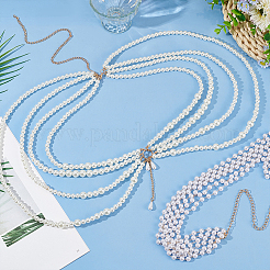 2Pcs 2 Styles Multi Layered ABS Plastic Pearl Beaded Chain Belts&nbsp;AJEW-FG0004-01