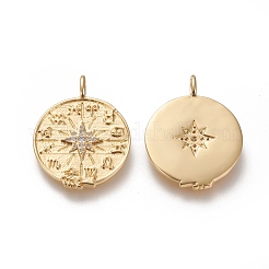 Brass Micro Pave Clear Cubic Zirconia Pendants&nbsp;ZIRC-L091-057G
