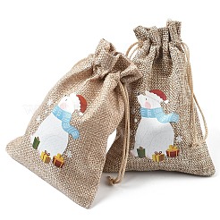 30Pcs 15 Styles Christmas Printed Jute Cloth Storage Pouches&nbsp;ABAG-YW0001-10