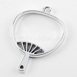 Rack Plating Alloy Fan Open Back Bezel Pendants&nbsp;X-PALLOY-S047-18D-FF