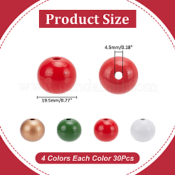120Pcs 4 Colors Wood Beads&nbsp;WOOD-WR0001-14
