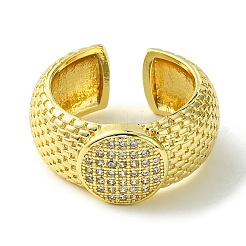 Brass Micro Pave Cubic Zirconia Open Cuff Rings&nbsp;RJEW-K256-37G