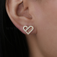 925 Sterling Silver Micro Pave Cubic Zirconia Heart Stud Earrings for Women&nbsp;JM8853-1