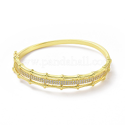 Clear Cubic Zirconia Bamboo Hinged Bangle&nbsp;BJEW-I310-02LG