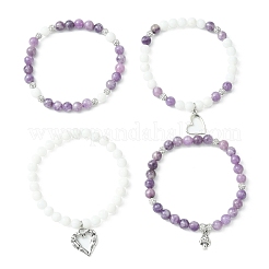 4Pcs 4 Style Natural Mixed Gemstone Beaded Stretch Bracelets Set&nbsp;BJEW-JB09562